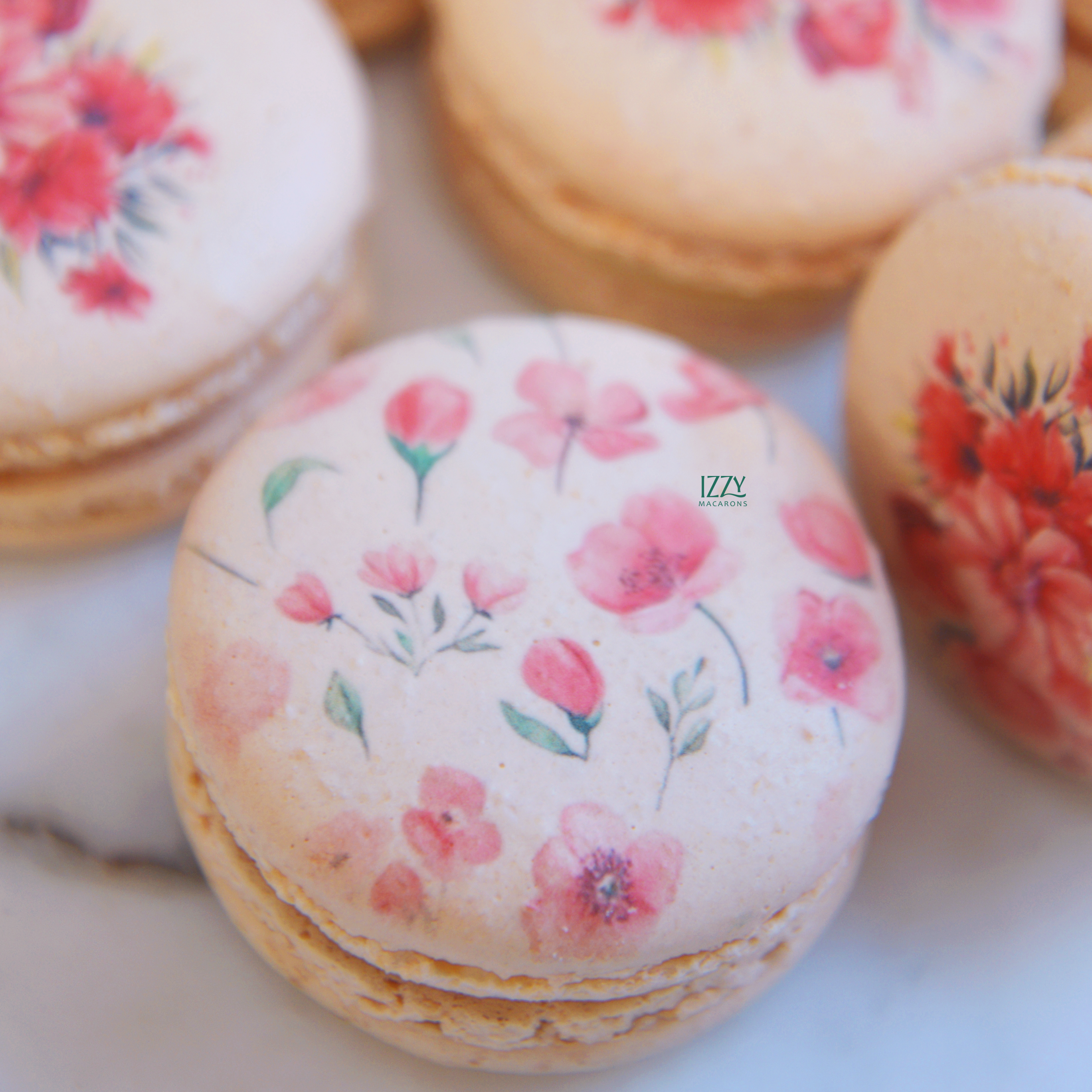 Pink Flowers Macarons