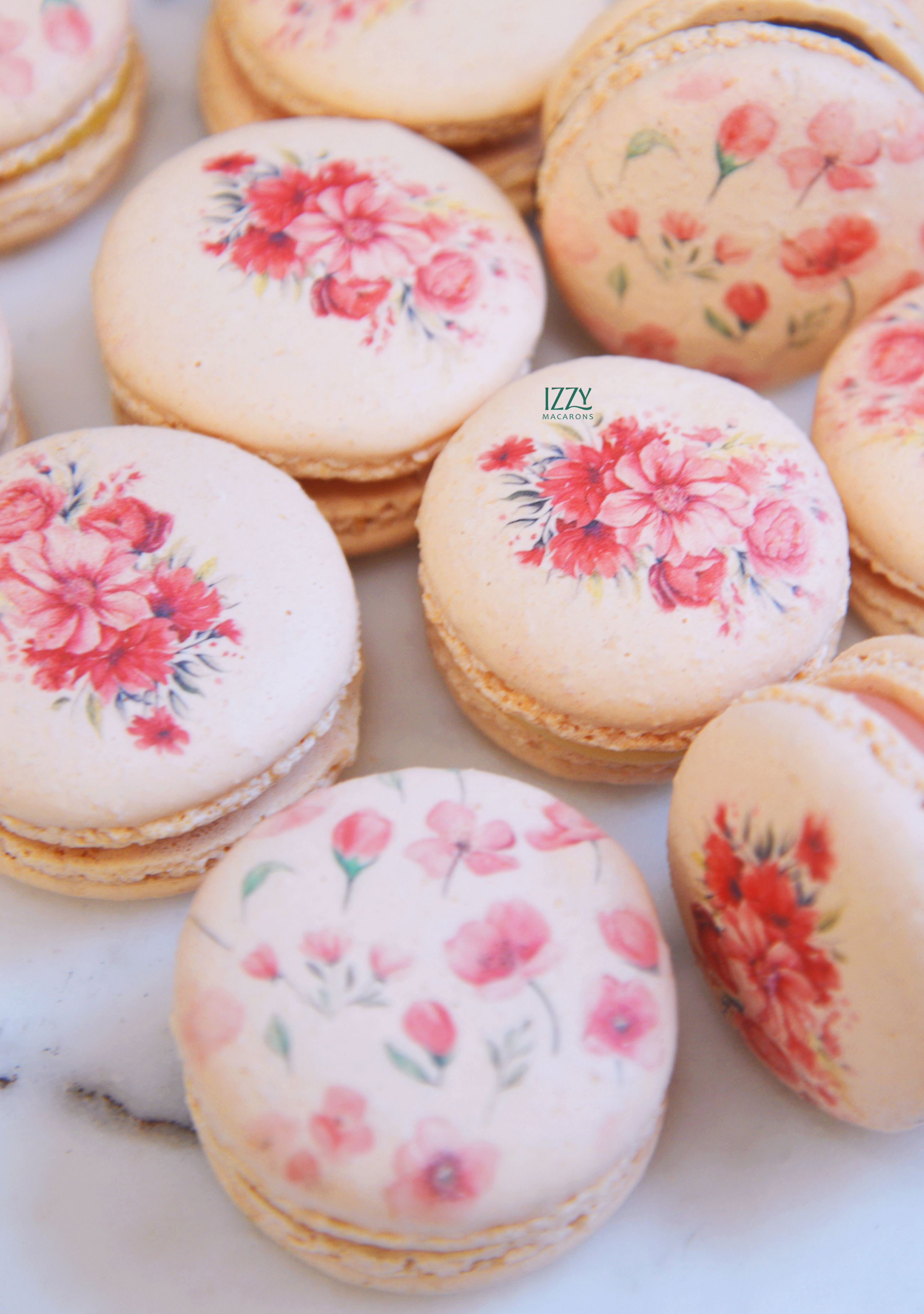 Pink Flowers Macarons