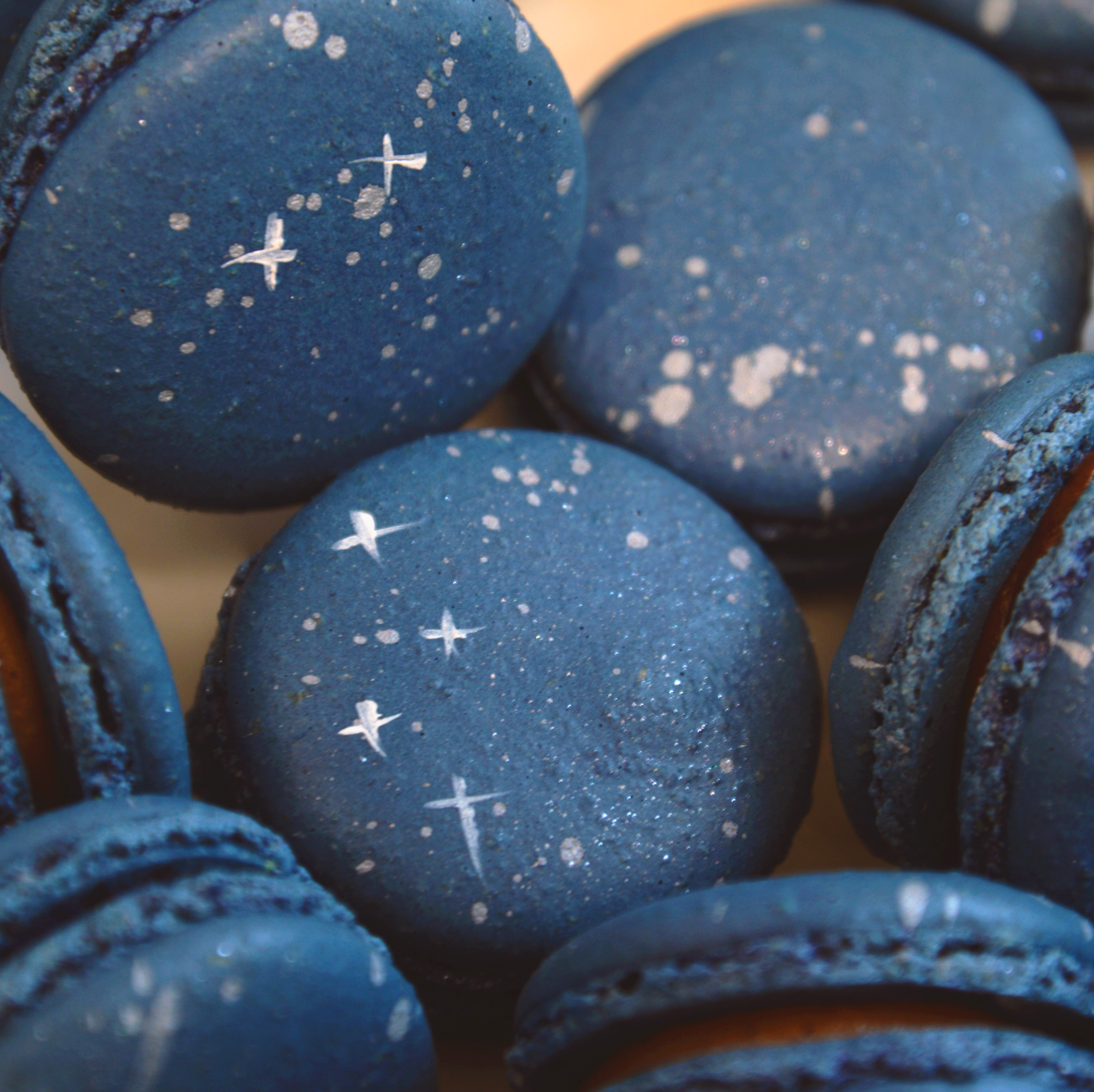 Starry Night Macarons - Navy blue with Silver