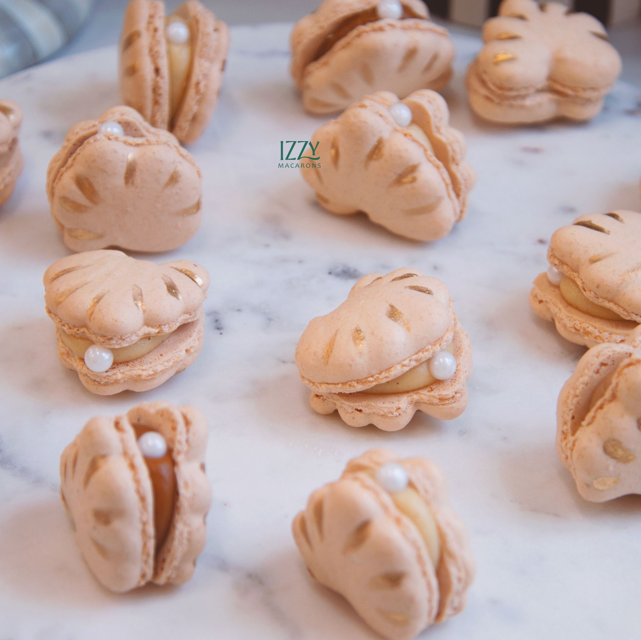 White Seashell Macarons