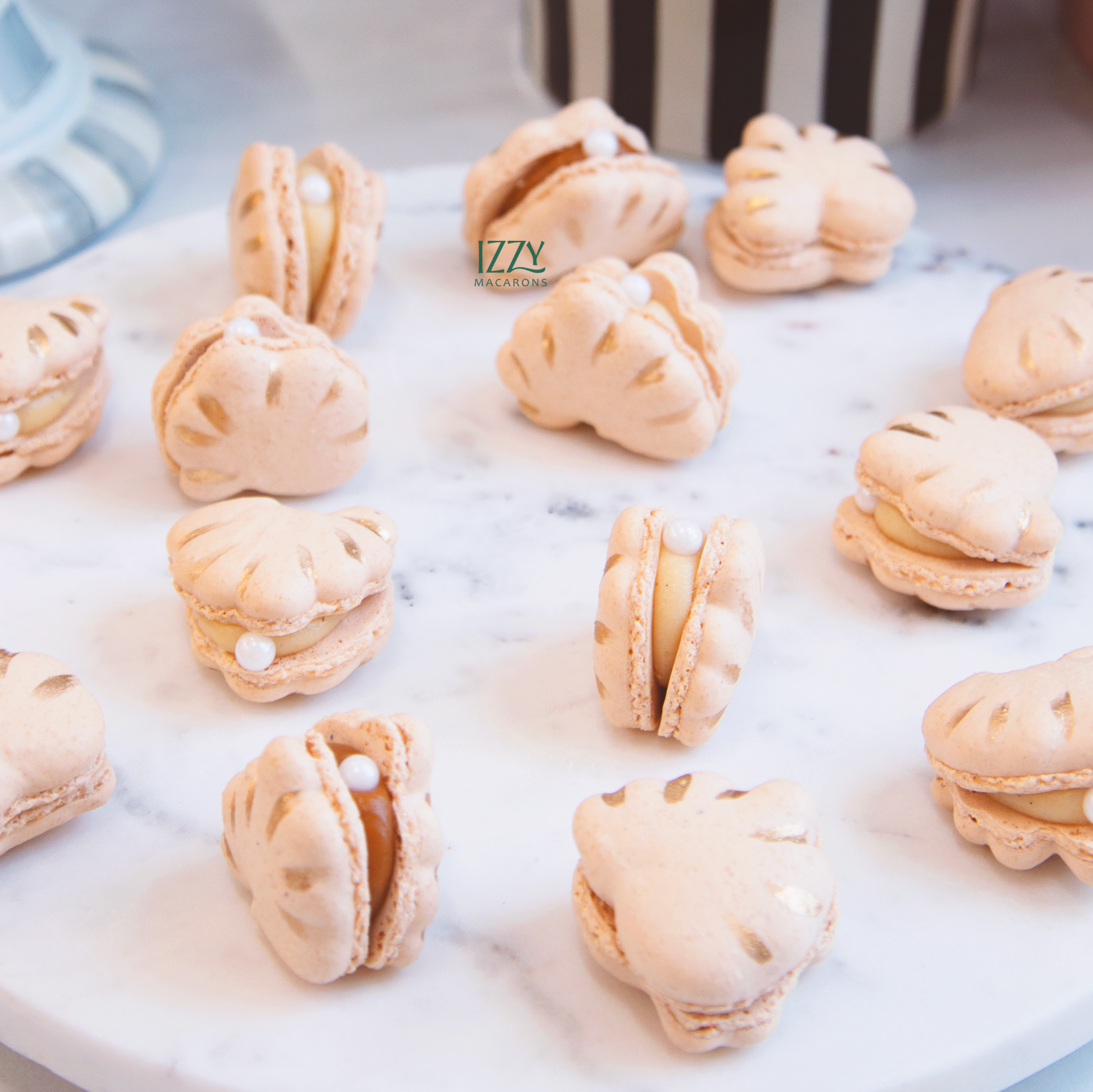 White Seashell Macarons