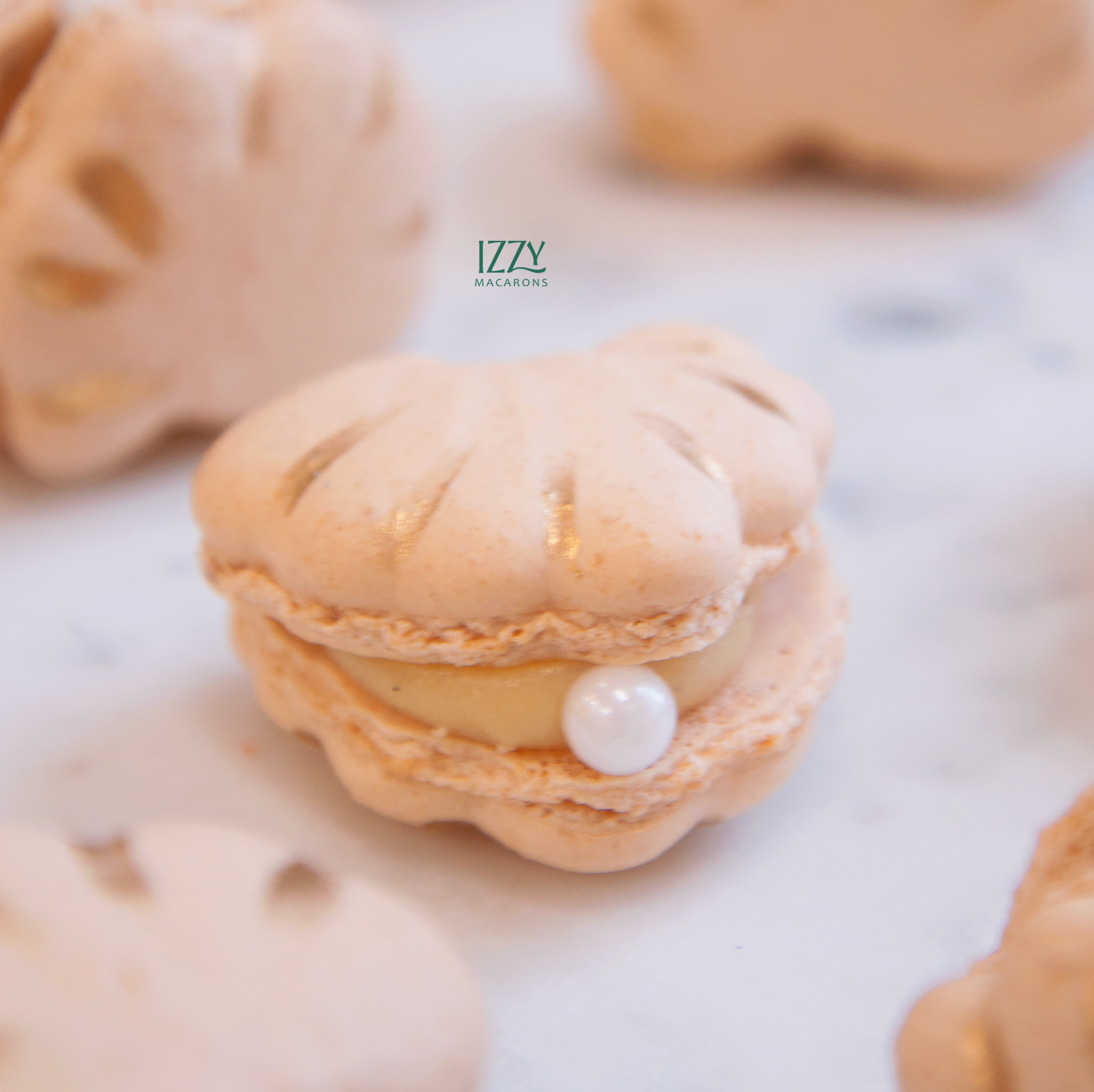 White Seashell Macarons
