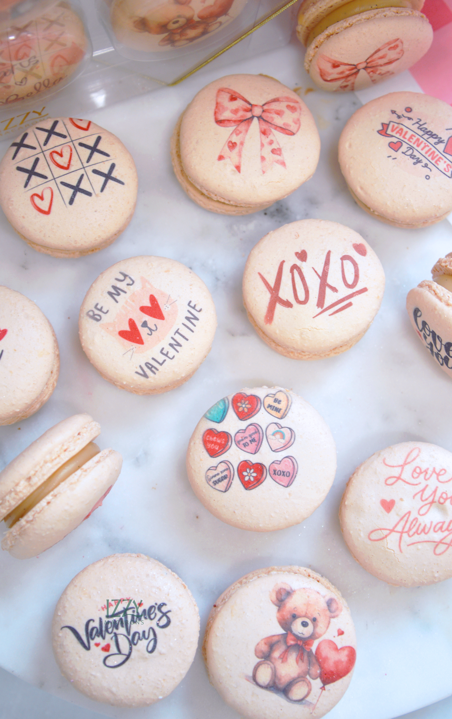 Vanilla Valentine's Prints French Macarons