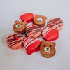 Teddy Bear, Heart Macarons, Strawberry Chocolate - Izzy Macarons