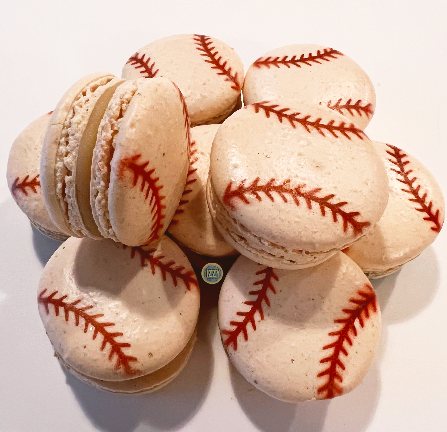 Baseball Macarons - Izzy Macarons