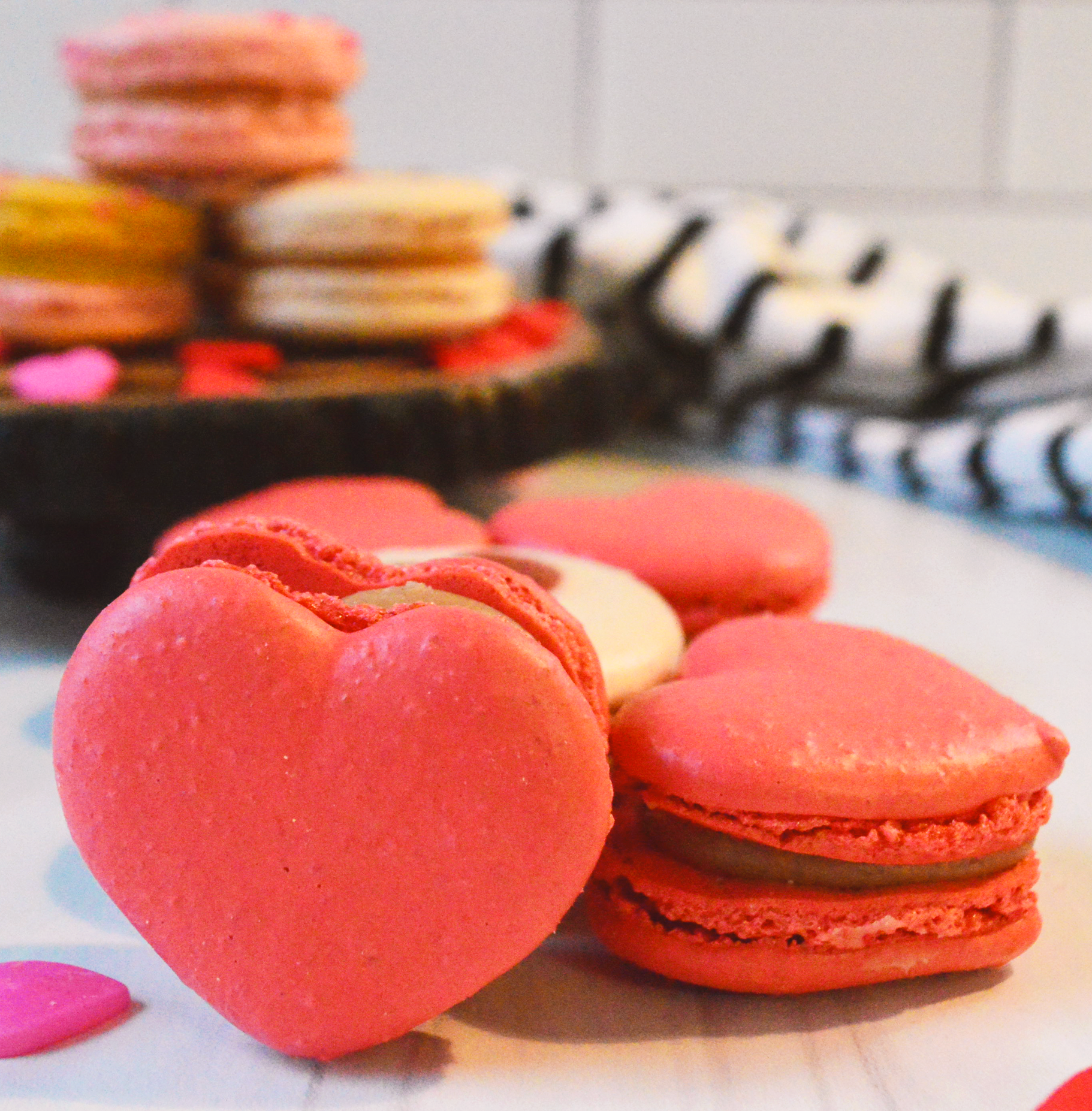 Red heart Macarons