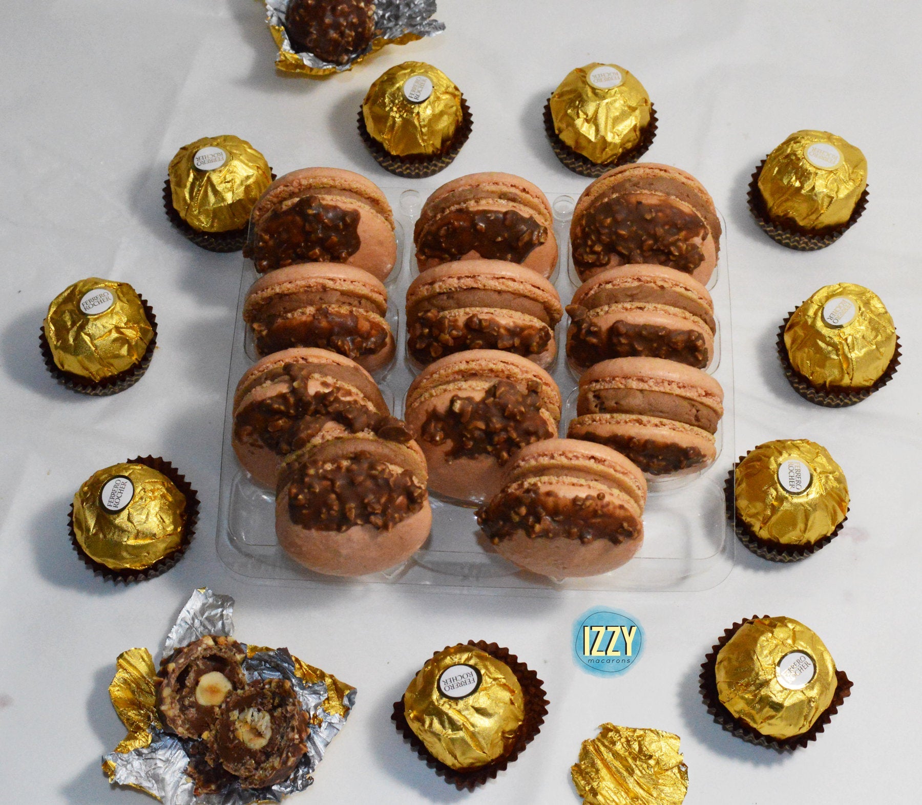 Ferrero Rocher Macarons - Izzy Macarons