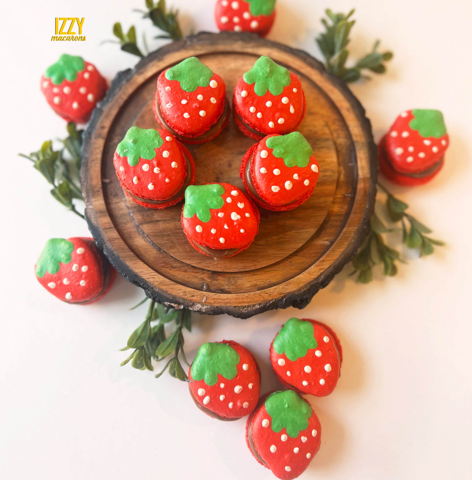 Strawberry Shaped Macarons - Izzy Macarons