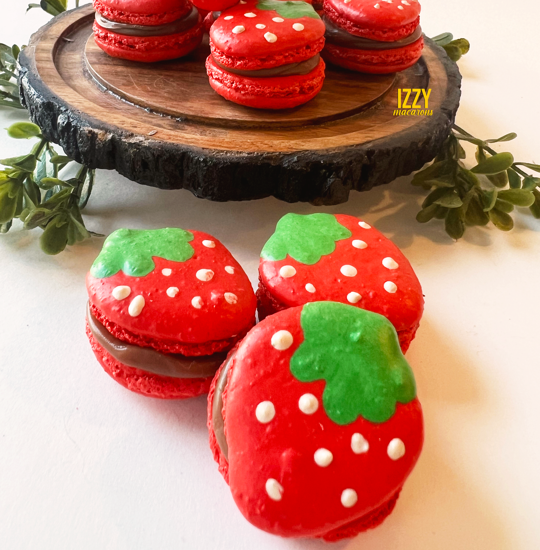 Strawberry Shaped Macarons - Izzy Macarons