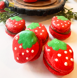 Strawberry Shaped Macarons - Izzy Macarons