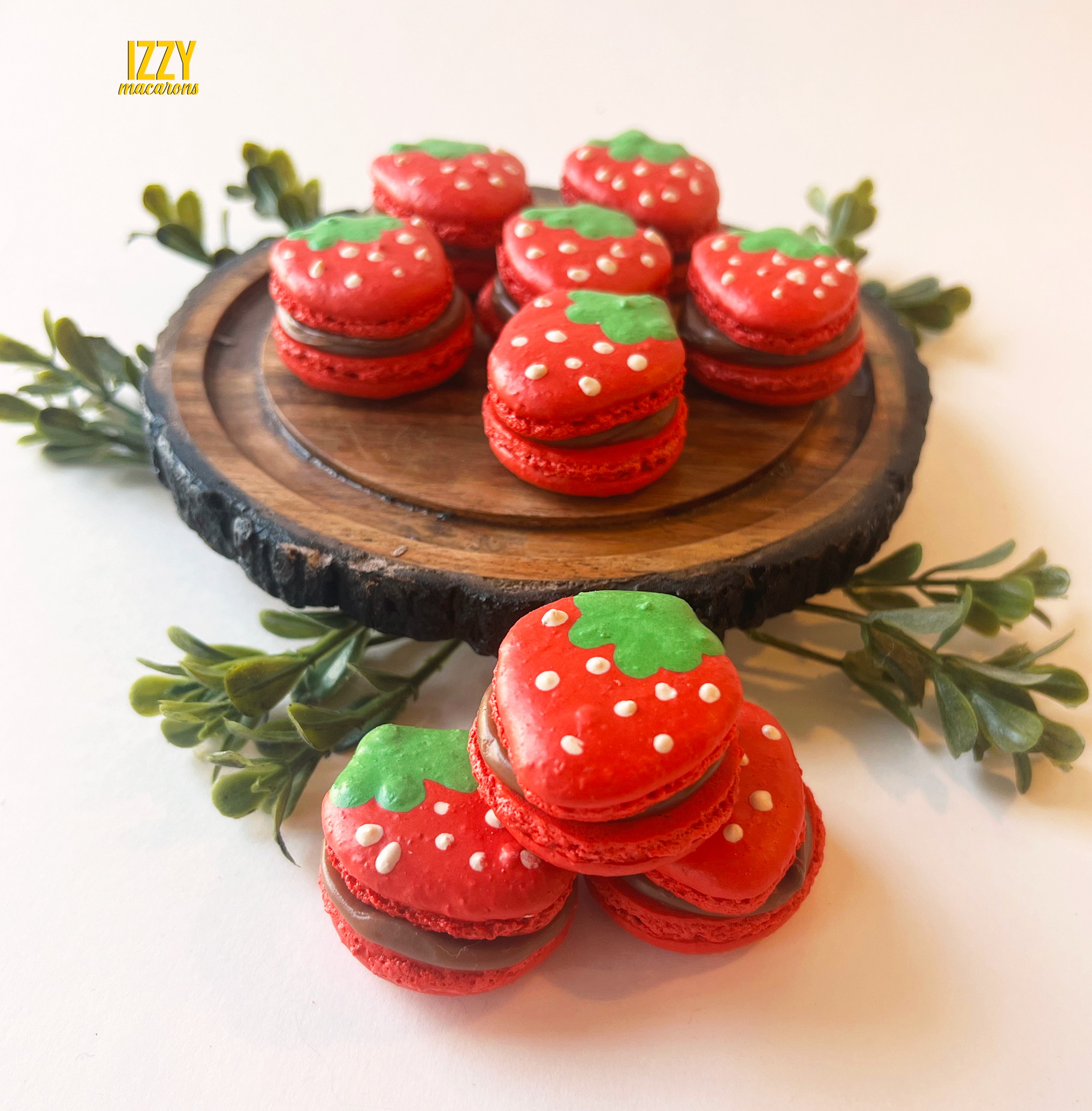 Strawberry Shaped Macarons - Izzy Macarons