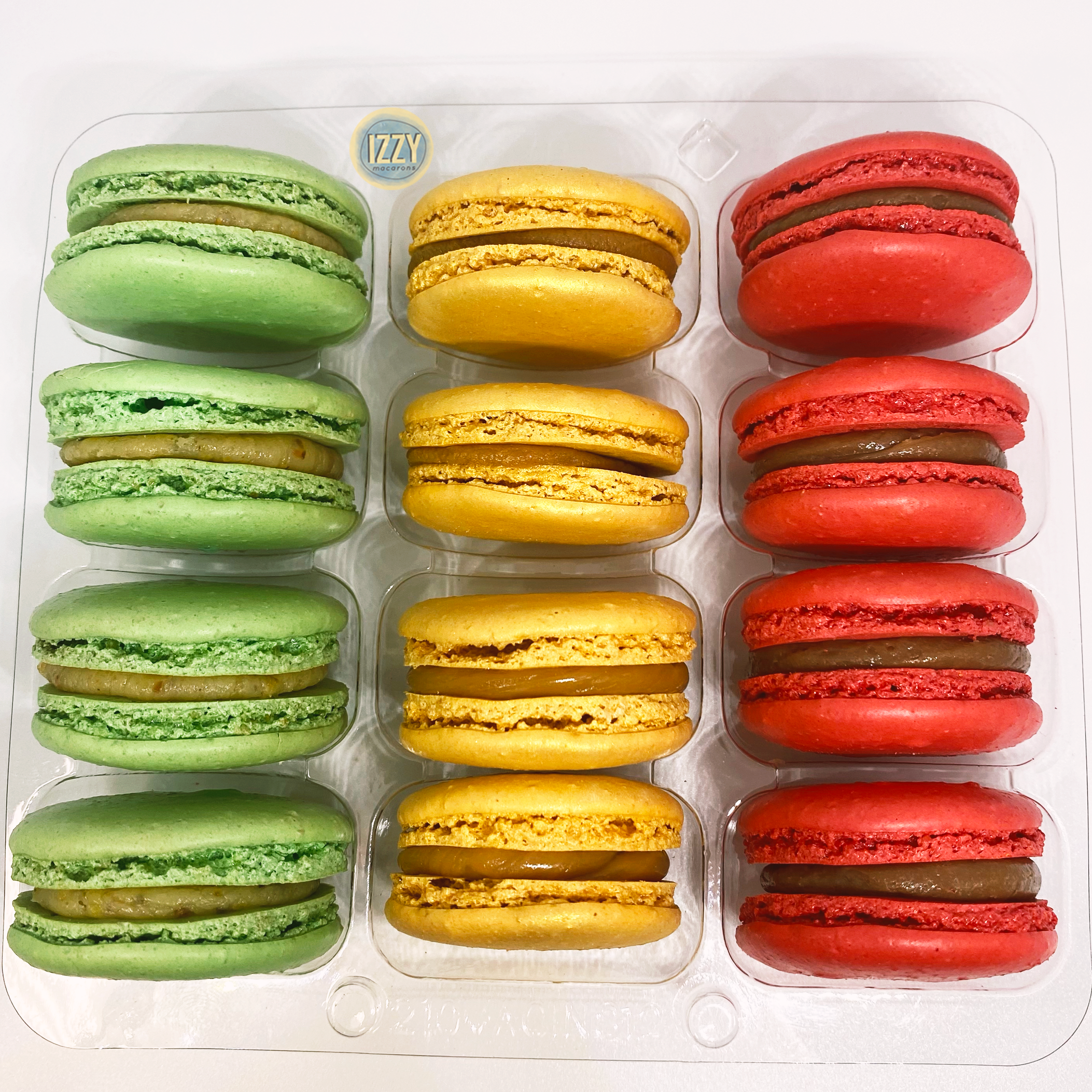 Christmas Box - Red Velvet | Pistachio | Lemon Gold - Izzy Macarons